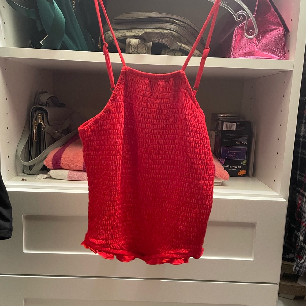Target Red Smocked Tank Top